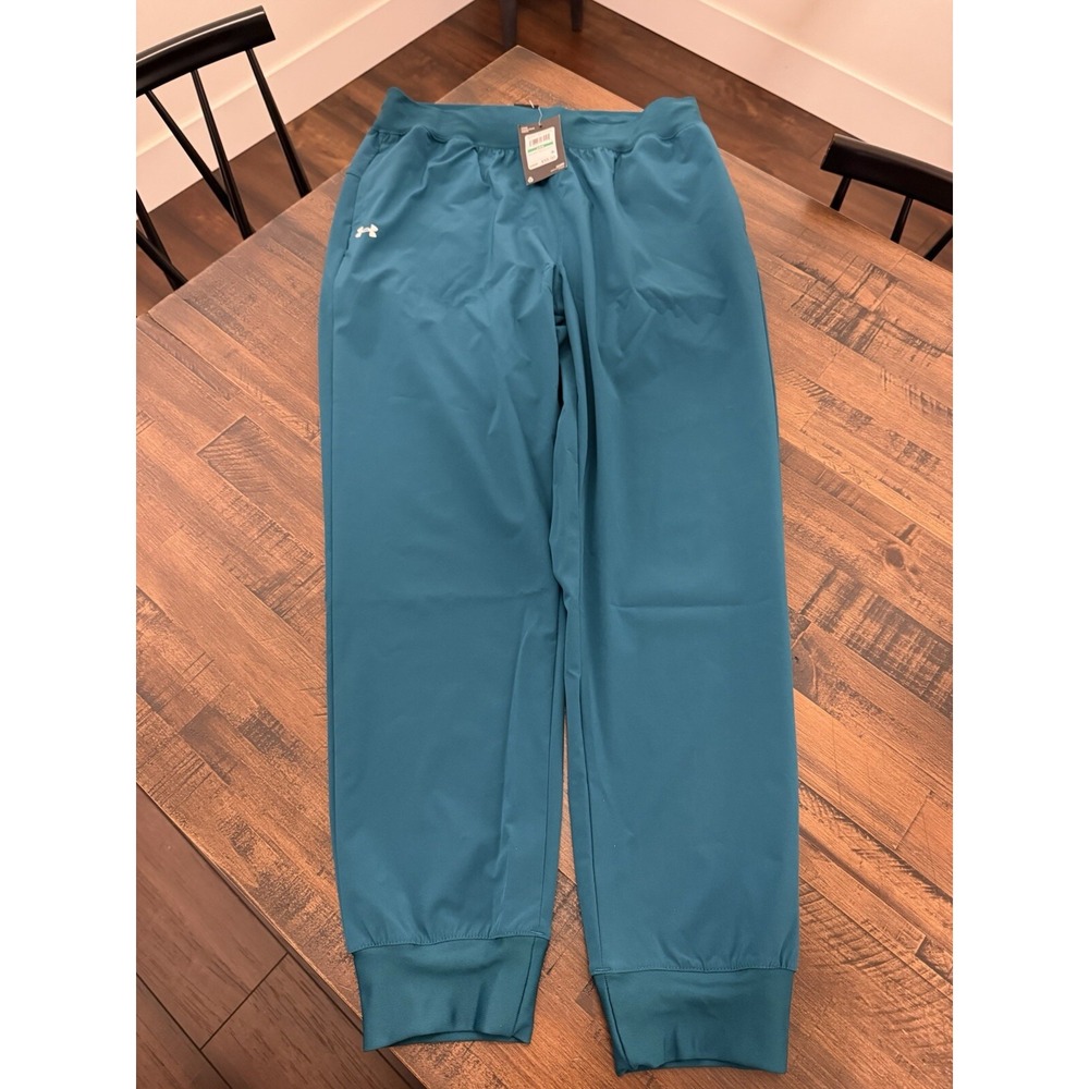 Under Armour Women's Jogger Woven Pant Sport High Rise Large Teal 1382727 $55